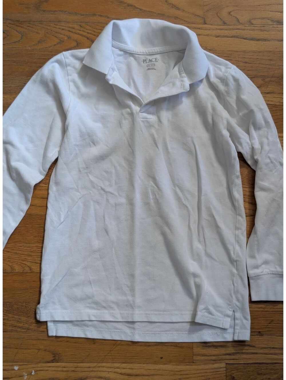 The Children's Place White Long Sleeve Polo Large 100% Cotton